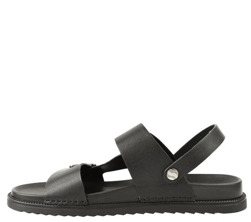 Sandale casual, barbati, MELS OB10555, negru, piele naturala
